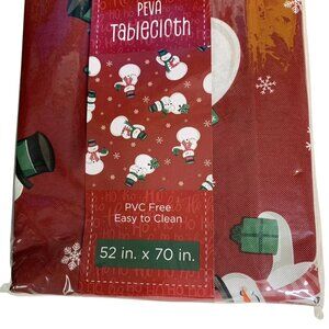Winter Wonder Lane Christmas Snowmen Peva Vinyl Tablecloth 52in x 70in